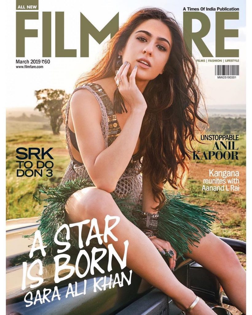 Sara Ali on on Filmfare Magzine Cover