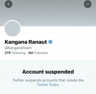 Kangana Ranaut Twitter Account Suspended